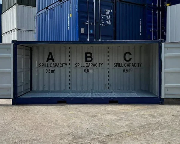 “Open Side” 20 pieds avec bac de rétention drip tray